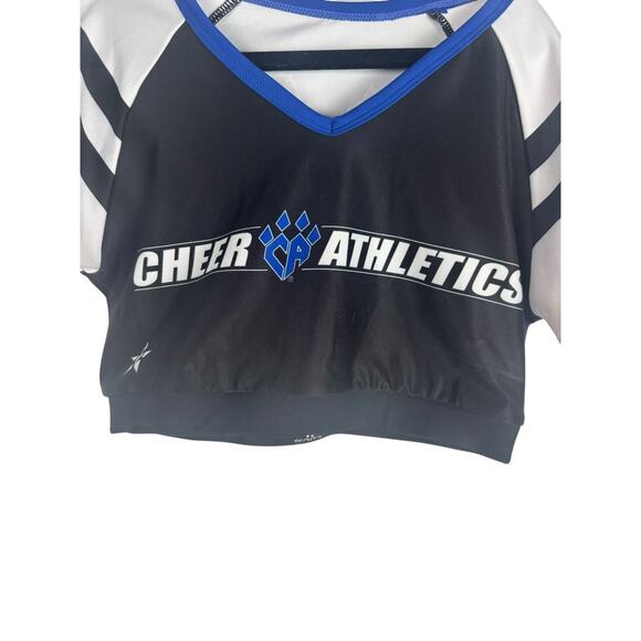 Cheer Athletics Girls Youth Practice Crop Top Blue Short Sleeve YL Double Sided - Picture 4 of 4